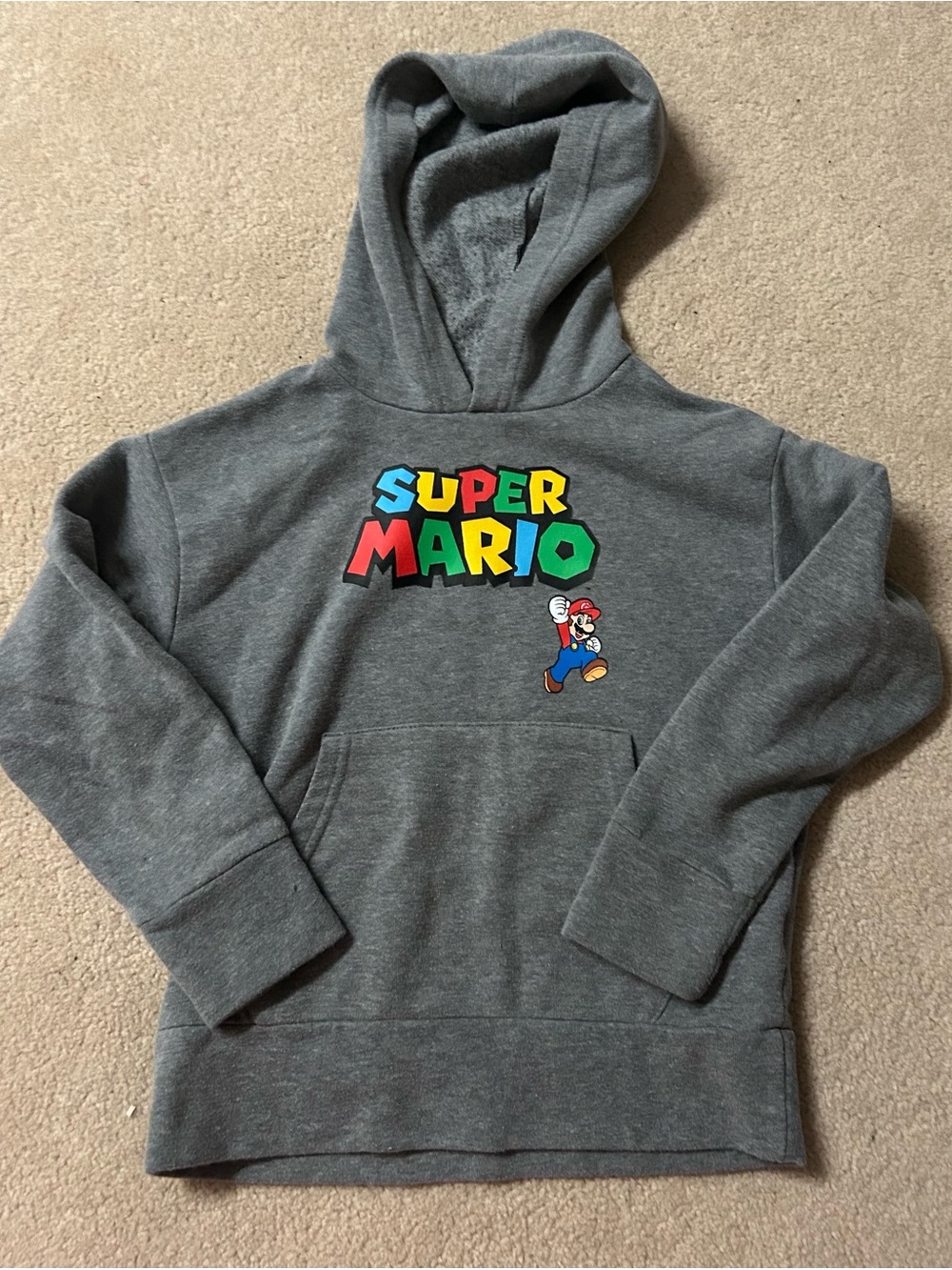 Old Navy Gray Super Mario Pullover Hoodie
